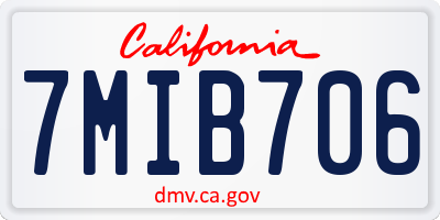CA license plate 7MIB706