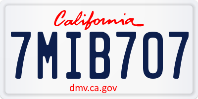 CA license plate 7MIB707