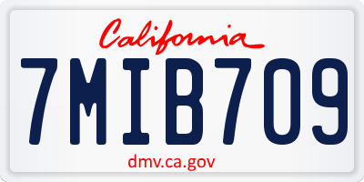 CA license plate 7MIB709