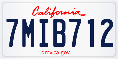 CA license plate 7MIB712