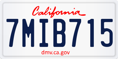 CA license plate 7MIB715
