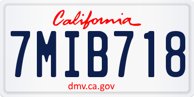 CA license plate 7MIB718