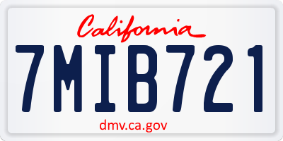 CA license plate 7MIB721
