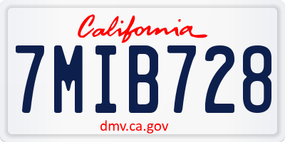 CA license plate 7MIB728