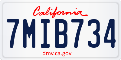 CA license plate 7MIB734