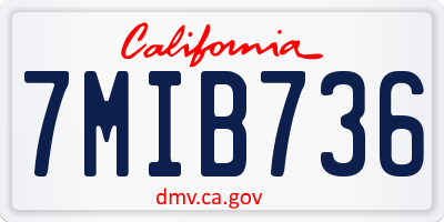 CA license plate 7MIB736