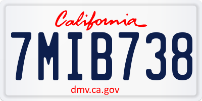 CA license plate 7MIB738
