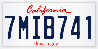 CA license plate 7MIB741
