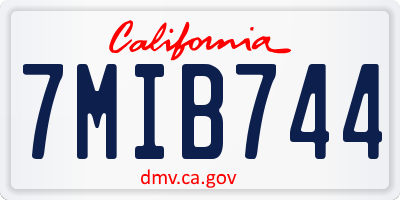 CA license plate 7MIB744