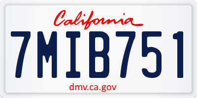 CA license plate 7MIB751