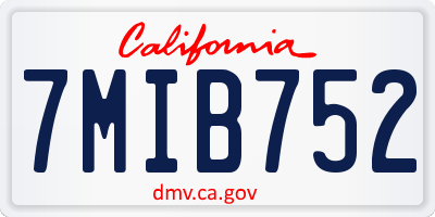 CA license plate 7MIB752