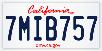 CA license plate 7MIB757