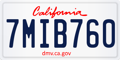 CA license plate 7MIB760