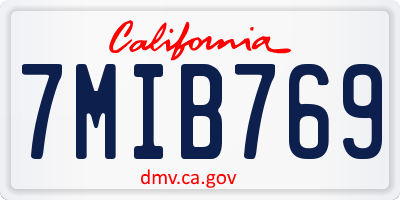 CA license plate 7MIB769