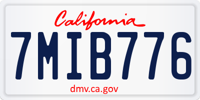 CA license plate 7MIB776