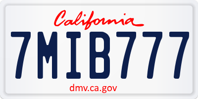 CA license plate 7MIB777