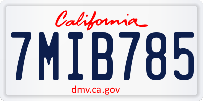 CA license plate 7MIB785