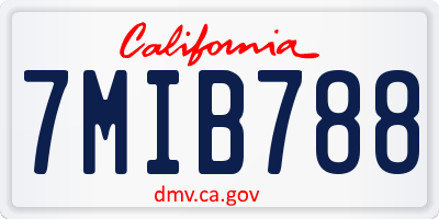 CA license plate 7MIB788