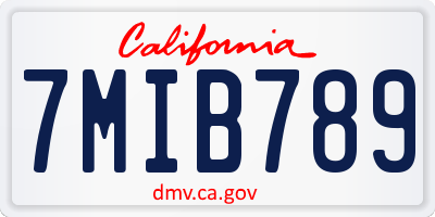 CA license plate 7MIB789