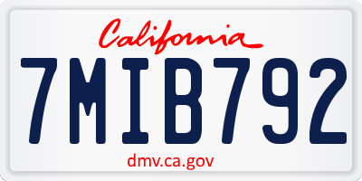 CA license plate 7MIB792