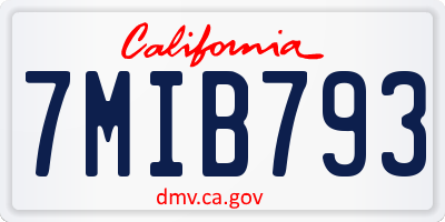 CA license plate 7MIB793