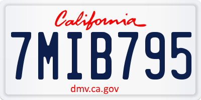CA license plate 7MIB795