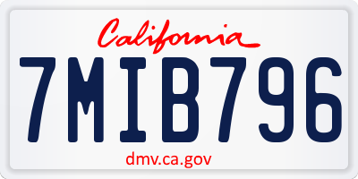 CA license plate 7MIB796