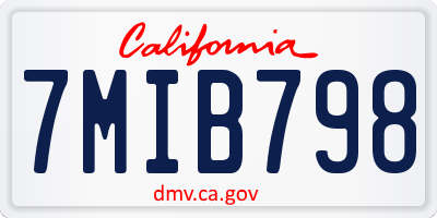 CA license plate 7MIB798