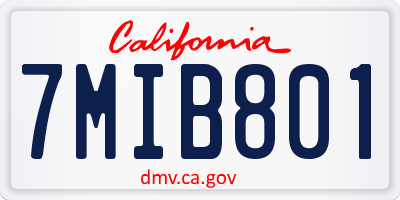 CA license plate 7MIB801