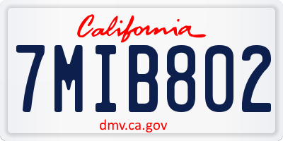 CA license plate 7MIB802