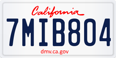 CA license plate 7MIB804