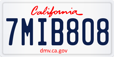 CA license plate 7MIB808