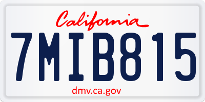CA license plate 7MIB815