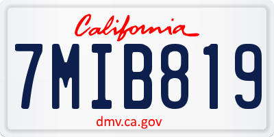 CA license plate 7MIB819