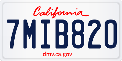 CA license plate 7MIB820