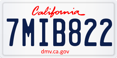 CA license plate 7MIB822