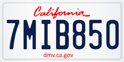 CA license plate 7MIB850