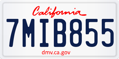 CA license plate 7MIB855