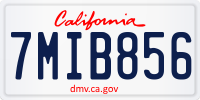 CA license plate 7MIB856