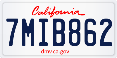 CA license plate 7MIB862
