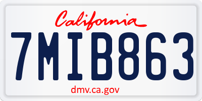 CA license plate 7MIB863