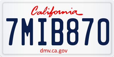 CA license plate 7MIB870