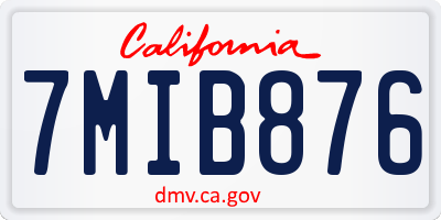 CA license plate 7MIB876