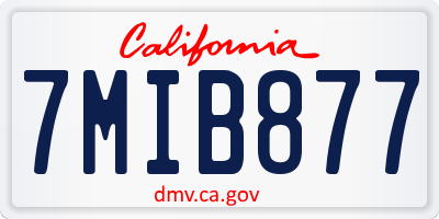 CA license plate 7MIB877