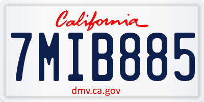 CA license plate 7MIB885
