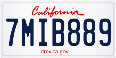 CA license plate 7MIB889