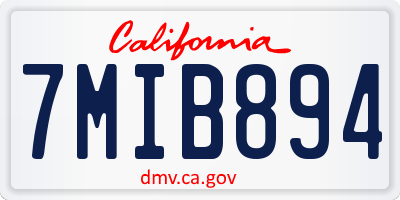 CA license plate 7MIB894