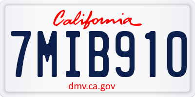 CA license plate 7MIB910
