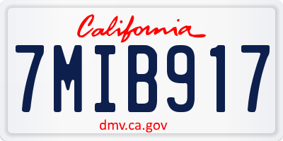 CA license plate 7MIB917