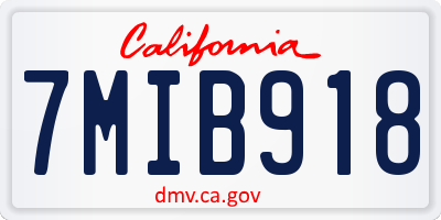 CA license plate 7MIB918